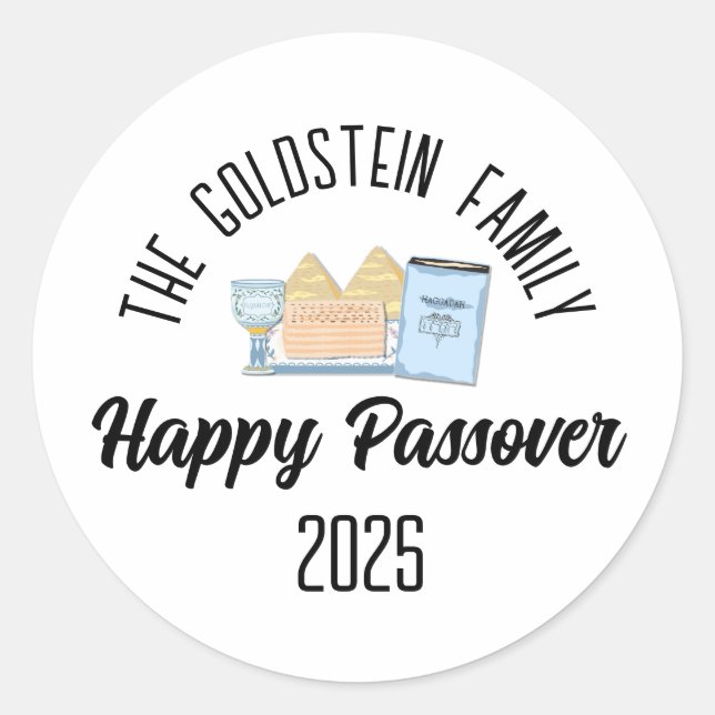 Passover Personalized Family Name  Classic Round Sticker (Front)