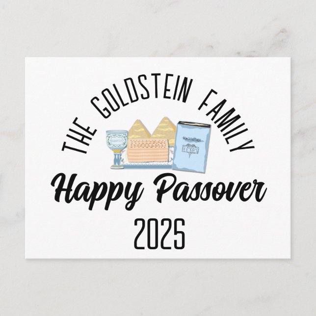 Passover Personalized Family Name  Holiday Postcard (Front)