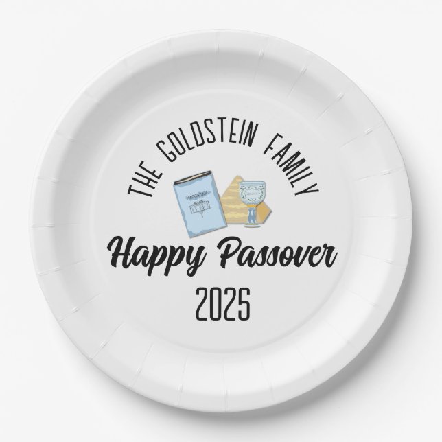 Passover Personalized Family Name  Paper Plate (Front)
