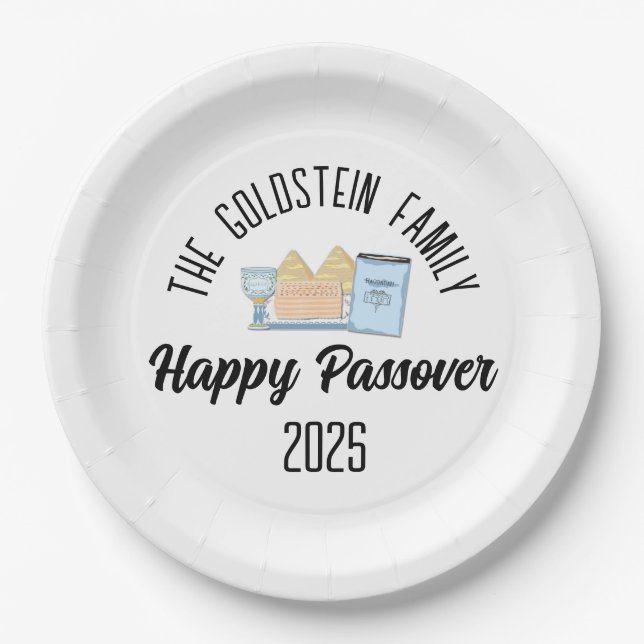 Passover Personalized Family Name  Paper Plate (Front)