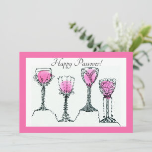Passover Pesach 4 Cups of Wine Flat Holiday Card