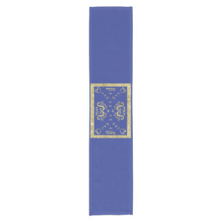 Passover Pesach Blue Small Short Table Runner
