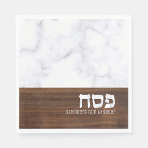 Passover Pesach Personalized Marble + Wood Modern Napkin