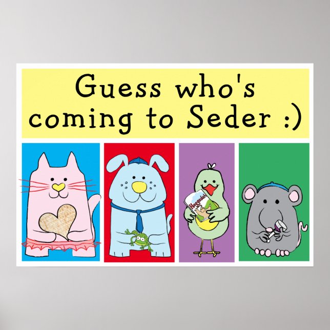 Passover Pets Seder Poster 20 x 24 Matte Finish (Front)