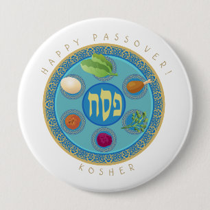 Passover Plate Kosher Pesach 4 Inch Round Button