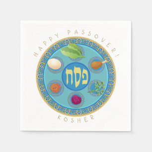 Passover Plate Kosher Pesach Symbols Napkin