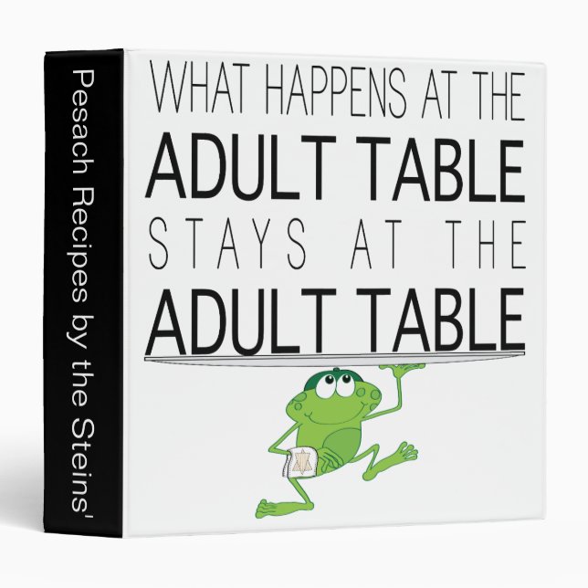 Passover Recipe Book Binder "The Adult Table" (Front/Spine)