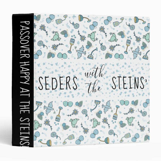 Passover Recipe Book Binder Whimsical Seder Time (Front/Spine)