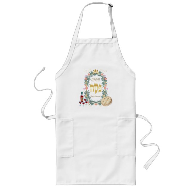 Passover Seder Kosher Matzah Pesach Zazzle Long Apron (Front)