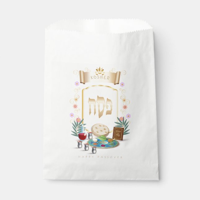 Passover Seder Kosher Pesach Symbols Favour Bag (Front)