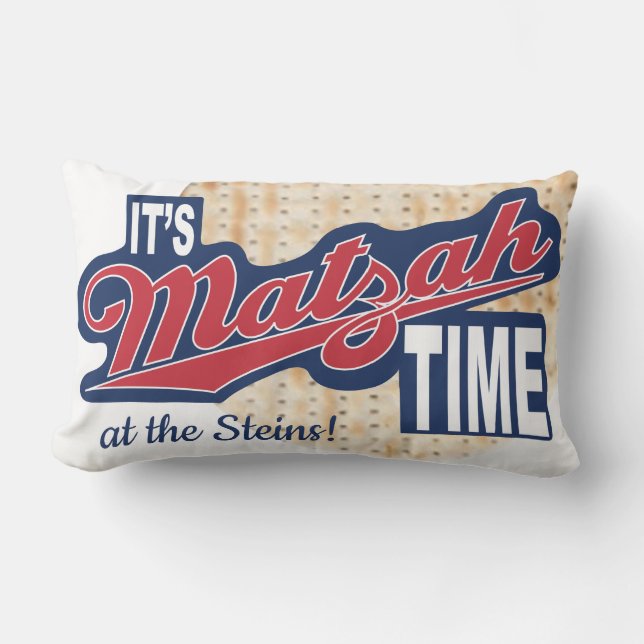 Passover Seder Lumbar Pillow "It's MATZAH Time!" (Front)