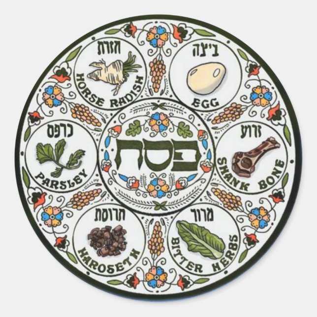  Passover Seder plate Classic Round Sticker (Front)