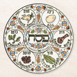 Passover Seder plate Round Paper Coaster