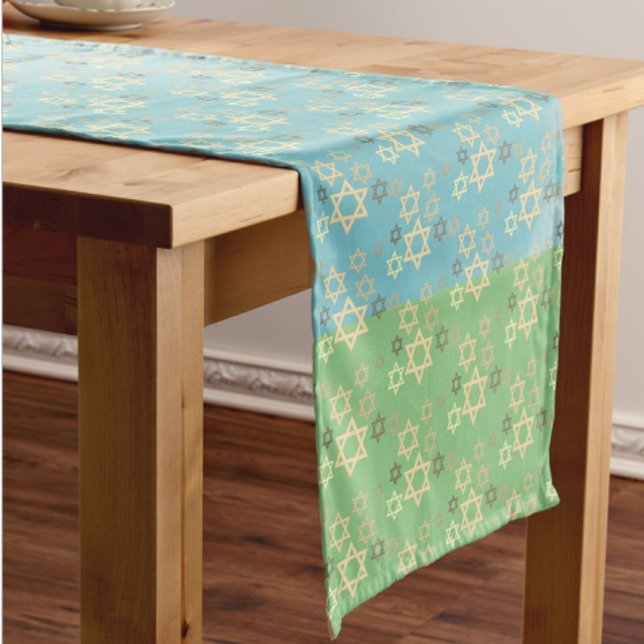 Passover Spring Green And Pale Blue  Long Table Runner (Beautiful Spring Green and Sky Blue table runner)