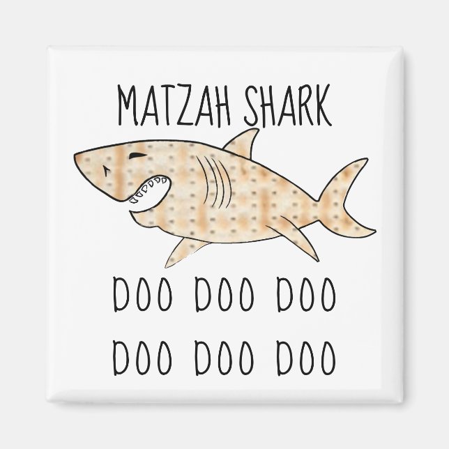 Passover Square Magnet "Matzah Shark Doo Doo Doo" (Front)