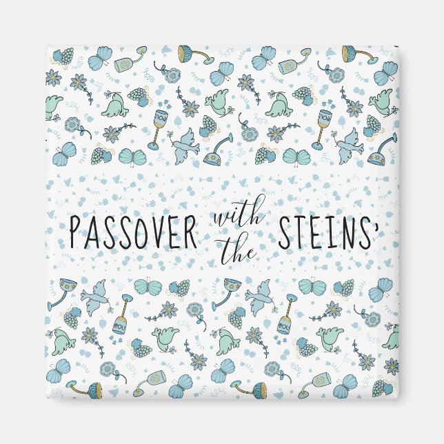 Passover Square Magnet Whimsical Seder Time (Front)