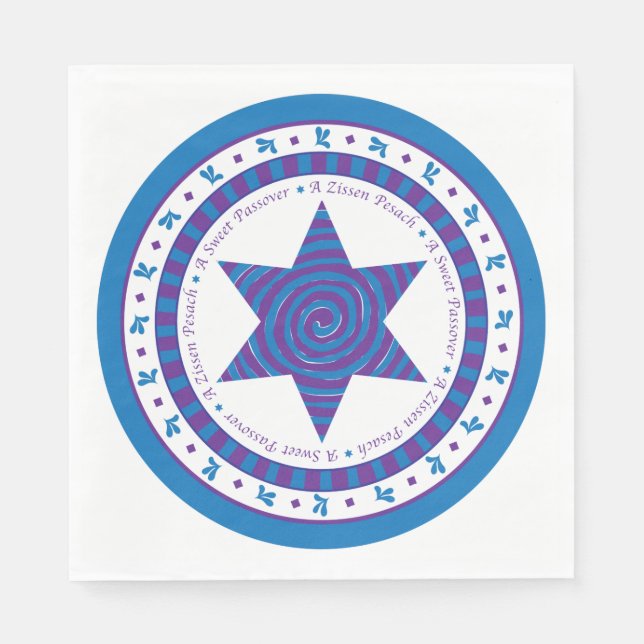 Passover Standard Napkins "Purple/Blue Design" (Front)