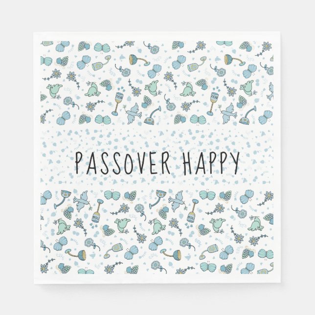 Passover Standard Napkins Whimsical Seder Pattern (Front)
