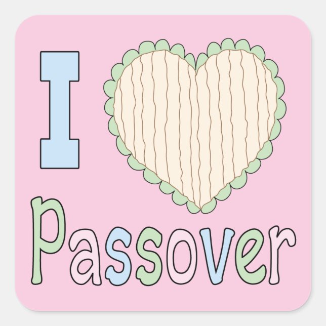 Passover Sticker Square "I Love Passover" (Front)