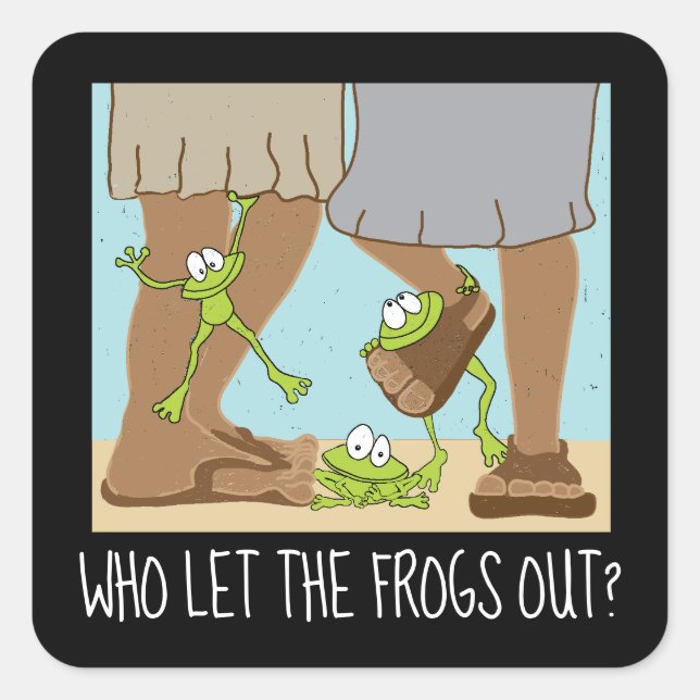 Passover Sticker Square Who let the frogs out? (Front)