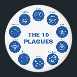Passover The 10 Plagues Blue and White Seder Magnet<br><div class="desc">Fun Passover design with "The 10 Plagues" for your Passover Seder. In white and blue,  and makes a great hostess gift or gift for the kids.</div>
