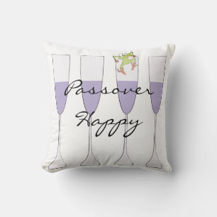 Passover Throw Pillow 16" "Wine & Frog"