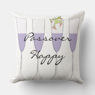 Passover Throw Pillow 20"  "Wine & Frog"
