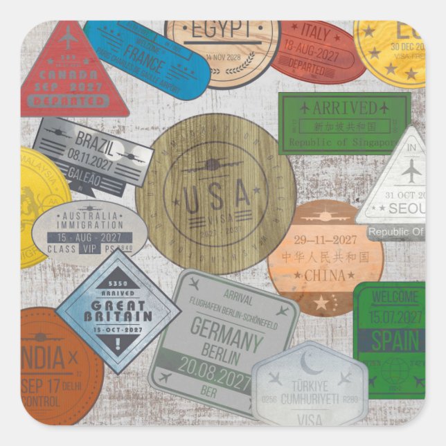Passport Board  Square Sticker (Front)