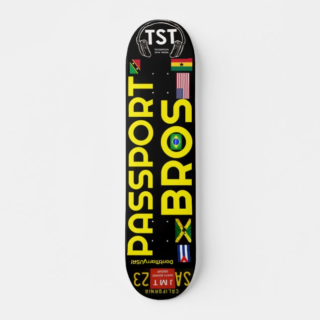 PASSPORT BROS 7 3/4" Skateboard Deck (Front)