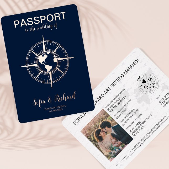 Passport Destination Wedding Gold Foil World Map (Creator Uploaded)