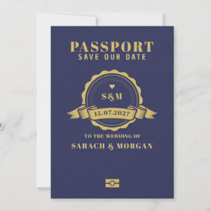 Passport Destination Wedding Monogram  Save The Date
