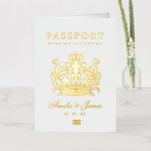 Passport Destination Wedding real Foil invitation