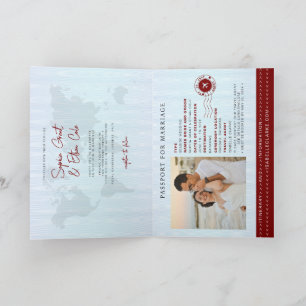 Passport Destination Wedding red invitation