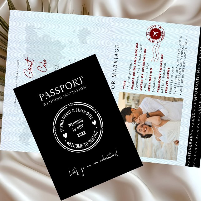 Passport Destination Wedding red invitation (Creator Uploaded)