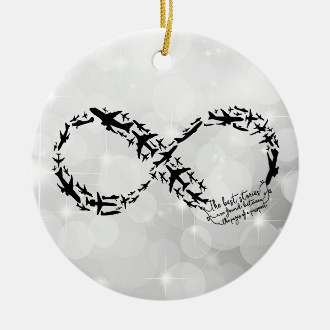Passport Infinity Quote Ornament, Traveller Gift Ceramic Ornament (Front)