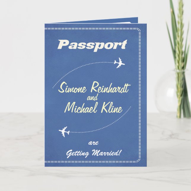 Passport Invitation or Save-the-Date Retro Airline (Front)