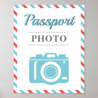 Passport Photo Booth Airline Travel Party Blue Red