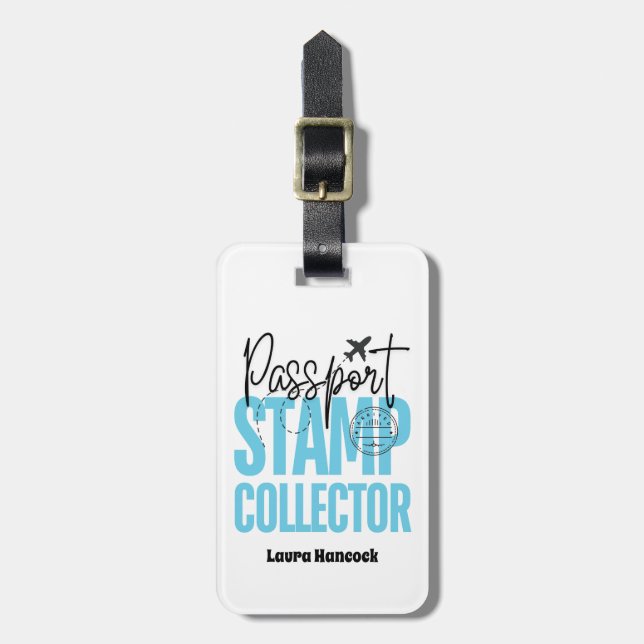 Passport Stamp Collector Luggage Tag (Front Vertical)