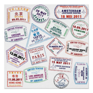 Passport Stamp Pattern Print