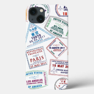 Passport Stamp Pattern Print iPhone 13 Case
