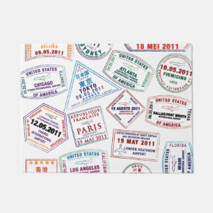 Passport Stamp Pattern Print Doormat