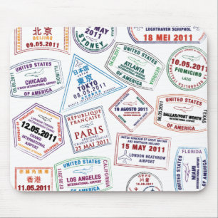Passport Stamp Pattern Print Mouse Pad