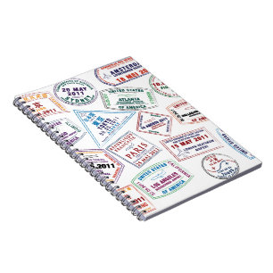 Passport Stamp Pattern Print Notebook