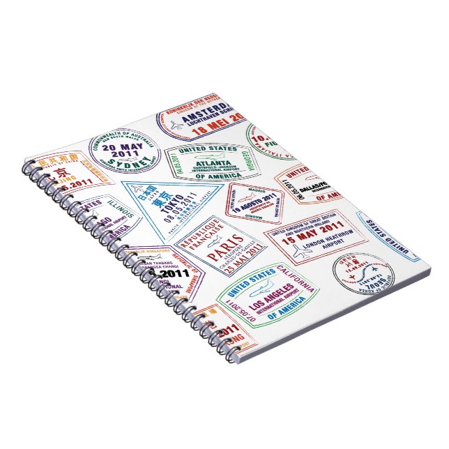 Passport Stamp Pattern Print Notebook (Right Side)