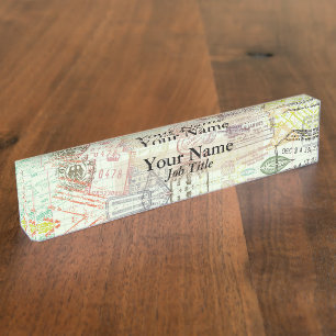 Passport Stamp Print Name Plate