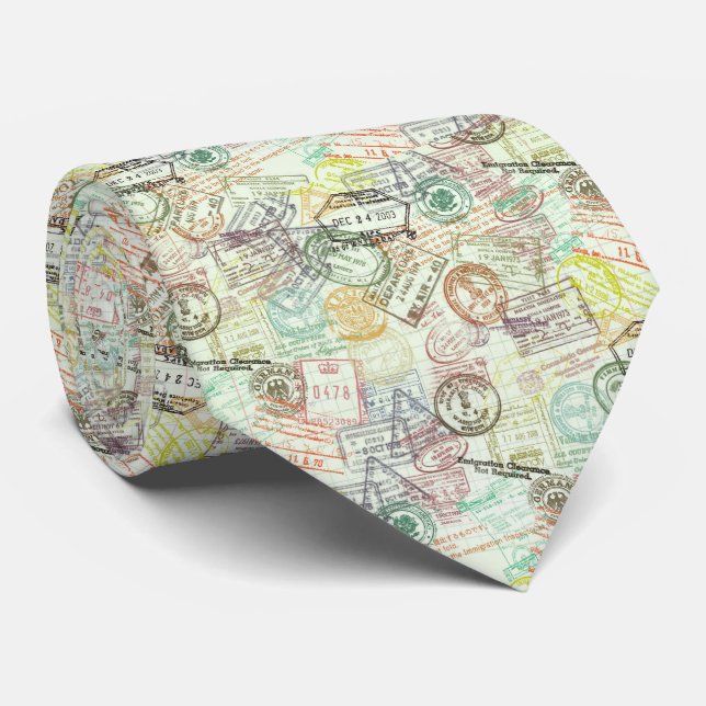 Passport Stamp Print Tie (Rolled)