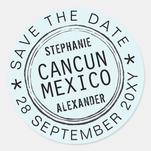 Passport Stamp STICKER - EDIT ALL COLORS & TEXT (Front)