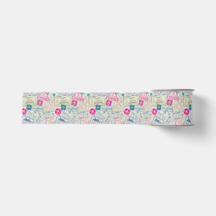 Passport Stamp Travel Themed Ribbon Grosgrain Ribbon