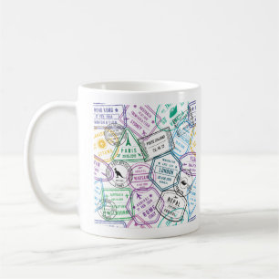 Passport Stamps Addict Retro World Traveler  Coffee Mug