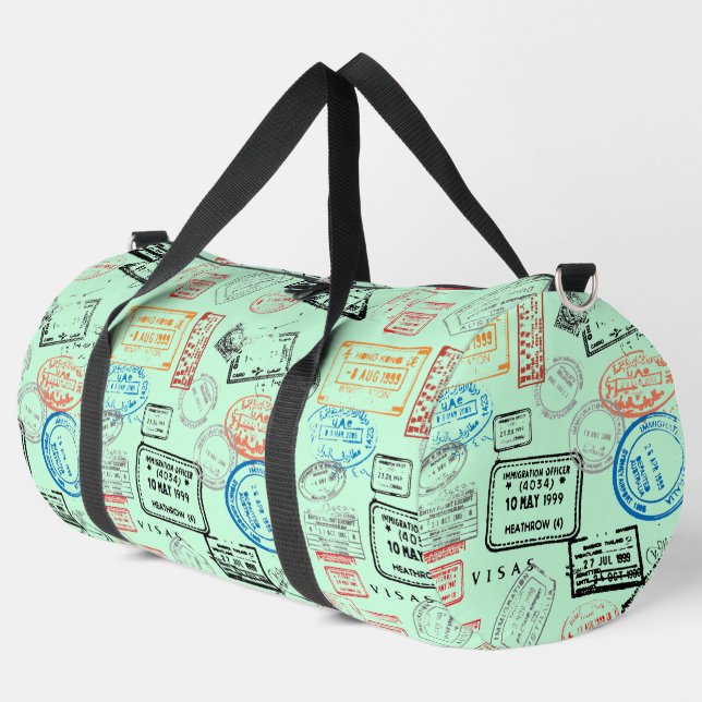 Passport Stamps Design Duffel Bag (Left Corner)